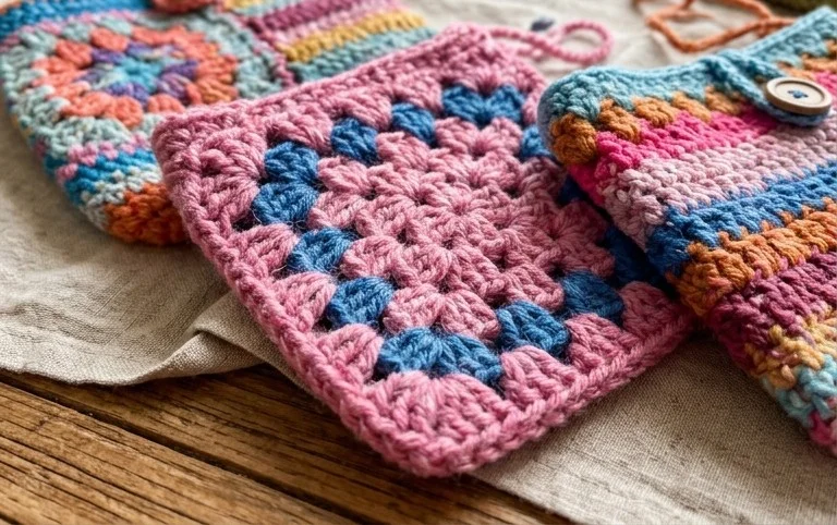 Sweet and Colorful Crochet Pouches with Free Patterns